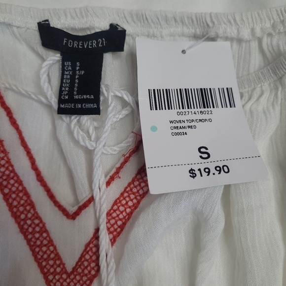 Forever 21 Otomi Embroidered Crop Top Size Small NWT - Picture 2 of 2